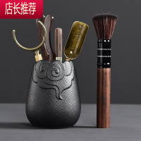 黑檀木茶道六君子 家用茶夹茶刀杯叉茶勺壶笔茶道配件套组JING PING茶具