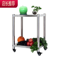 可移动不锈钢置物架带轮子两层万向轮收纳架厨房储物架落地多层架JING PING