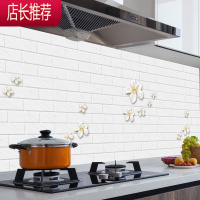 自粘墙纸灶台厨房防油防水铝箔贴纸壁橱柜油烟桌面防潮墙贴JING PING 白色花砖(60厘米宽*10米)