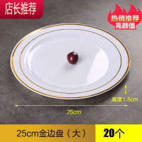 一次性餐具盘子牛排西餐加厚塑料户外餐盘生日野餐派对碟子JING PING 25cm金边盘(大)20个(店长推荐款)