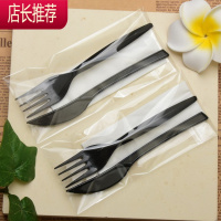 牛排刀叉套装一次性西餐餐具月饼披萨外卖加厚塑料蛋糕叉子带纸巾JING PING 刀+叉带纸巾1百套一次性餐具