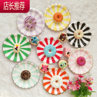 一次性盘子纸盘餐盘碟子生日派对蛋糕野餐派对纸餐具方盘圆盘混装JING PING 杏色 7寸随机混装纸盘8一次性餐具