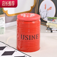 油漆桶凳子复古餐厅酒吧网红铁皮桶凳工业风圆桶凳收纳储物家用凳JING PING收纳凳