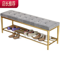 北欧轻奢铁艺换鞋凳家用入户门口软包坐垫鞋架进门长条穿鞋收纳凳JING PING