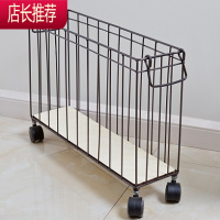 夹缝收纳筐铁艺带轮 北欧风书画零食杂志整理架脏衣篮卫生间整理JING PING收纳篮