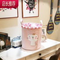 北欧卡通布艺猫咪鲸鱼图案收纳桶玩具整理筐脏衣篓儿童服装店装饰JING PING收纳篮