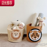 韩国INS儿童玩具收纳筐狮子图案可水洗毛毡脏衣篮宝宝杂物收纳箱JING PING收纳篮