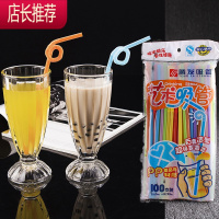 创意无铅玻璃奶茶杯加厚果汁杯冰淇淋杯耐热饮料杯啤酒杯子奶昔杯JING PING 奶昔杯2只(加一包吸管)