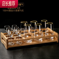 分酒器家用白酒杯一壶一杯一口杯子小酒盅高脚杯带杯架套装JING PING (6壶6杯1架)100金边分酒器+高脚杯+