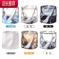 日式威士忌杯子玻璃水杯家用洋酒杯果酒啤酒杯ins风北欧情侣网红JING PING 套装6只装(炫彩+透明+烟灰+琥珀+金