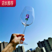葡萄窖主玫瑰花红酒杯香槟杯晶莹剔透超闪超美仙女专用酒杯JING PING 粉玫瑰红酒杯一支 无盒
