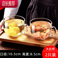 带把手玻璃杯家用耐热泡茶杯喝水杯大号容量钢化加厚带把啤酒杯子JING PING 2只装 470大肚杯[无铅玻璃]