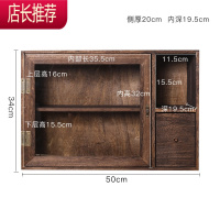 实木防尘玻璃桌面收纳盒茶壶化妆品文具置物架茶具收纳柜学生insJING PING