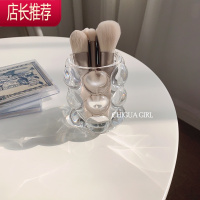 创意笔筒水晶化妆刷收纳桶透明玻璃北欧ins收纳盒书桌面简约摆件JING PING