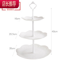 欧式三层水果盘甜品台多层蛋糕架干 果盘 茶甜品台生日趴JING PING 3层圆形-白色