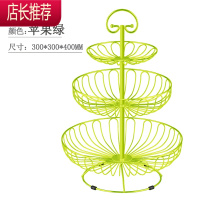 水果盘果篮零食家用多层现代客厅茶几简约网红三层架简约北欧风格JING PING 三层水果盘苹果绿