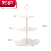 欧式三层水果盘甜品台多层蛋糕架干 果盘 茶甜品台生日趴JING PING 3层樱花白色