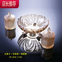 欧式现代创意家用客厅水晶玻璃个性零食水果盘 网红茶几糖果盘JING PING 果斗牙签筒棉签筒
