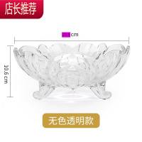 欧式水晶玻璃果盘现代创意客厅家用茶几篮大号家用糖果干果沙拉盆JING PING 大号 三足果盘(活动款)