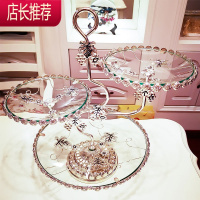 水果盘客厅家用茶几北欧ins风托盘酒店搬家结婚ktv轻奢果盘零食盘JING PING 银色高低果盘圆头