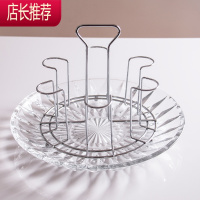 水果盘家用甜品零食盘子创意透明大号客厅水晶瓜子糖果网红玻璃盘JING PING 钻石盘+矮杯架