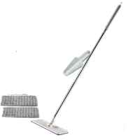 蓝色小刮刮乐免手洗拖把家用懒人平板超细纤维拖布拖地神器一拖净 小刮米白板子+杆子两个布赠刮刀