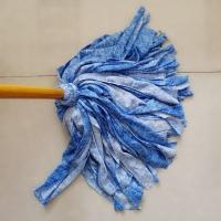 含棉布条拖把超吸水实木柄拖把家用工厂物业保洁墩布圆拖把 拖把一把