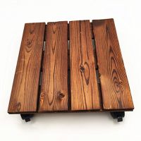 实木加厚花盆托盘万向轮长方形圆形移动花盆底座带滚轮花盘垫底盘 正方形边长20cm