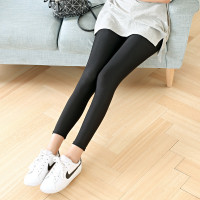 2018春秋薄款健美裤女外穿打底裤大码弹力光泽裤踩脚显瘦铅笔裤女 黑色九分款 S码(建议80-95斤穿)