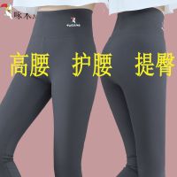 啄木鸟加绒高腰鲨鱼打底裤2021春秋装提臀显瘦瑜伽健身裤子女外穿 灰色 不加绒 M [建议70-100斤]