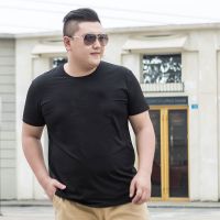 大码男装短袖T恤衫款式加肥加大胖子肥佬装中青年男装体恤衫圆领 黑色 M码(建议80-100斤)