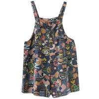 [不掉色]大码套装女2021夏新款宽松遮肚子显瘦阔腿吊带裤两件套 单背带裤 L 建议100-120斤内