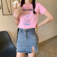 小熊短袖短款T恤女2021新款宽松款式韩风港味高腰漏肚脐ins潮上衣 粉色 M