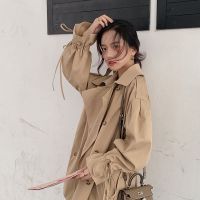 chic风衣女中长款bf工装小个子2020新款春秋韩版宽松短款外套潮 杏色 S