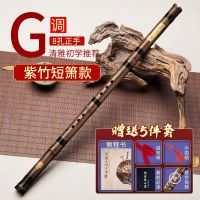 萧乐器初学入门紫竹短箫专业精制正反手八孔GF调一节六孔洞箫乐器 紫竹短箫[正手G调]买1支送5件套