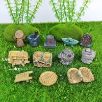 复古农家乐微景观小摆件鱼缸假山多肉盆景装饰品小房子小桌椅模型 迷你农家摆件随机1个[不能指定款式]