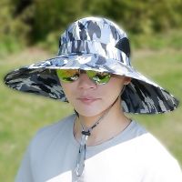 带风扇帽子男士太阳能充电防晒遮阳制冷多功能迷彩渔夫大檐工地帽 半网迷彩大檐帽[单独帽子]浅灰色