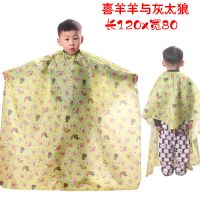 卡通小狗宝宝婴儿幼儿童剪发挡碎发小孩理发围布围裙围兜理发店用 绿色喜羊0-6岁