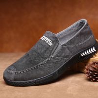 春夏软底帆布鞋男士工作鞋单鞋防臭透气老北京布鞋板鞋潮休闲男鞋 B17套脚/灰色 39