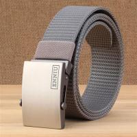 加厚战术尼龙腰带男帆布青年潮流作军训学生韩版百搭自动扣皮带 灰色 120cm