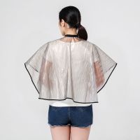 家用理发店染发披肩防水美发焗油围布剪发烫染围巾化妆店客人专用 灰色半透明