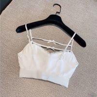 心机吊带背心女蝴蝶甜美抹胸内衣内搭打底衫上衣性感露背冰丝裹胸 1件:白色 S 50-70斤