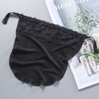 桑蚕丝防走光抹胸神器女一片式蕾丝边打底内搭真丝裹胸无痕遮胸布 黑色 均码