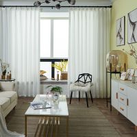 窗帘纱特价清仓飘窗魔术贴纱帘加厚白色纱窗帘免打孔阳台客厅成品 玉兰白(挂钩或魔术贴) 宽1米*高1.3米