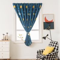 免打孔窗帘自粘魔术贴成品窗帘卧室遮光布飘窗出租房短帘特价清仓 星球【送魔术贴+绑绳】 宽40cm*高60cm（单开）