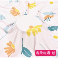 1.6米宽幅人造棉棉绸布料卡通绵绸被罩夹被床单四件套夏凉被面料 春天物语-粉(1米价)