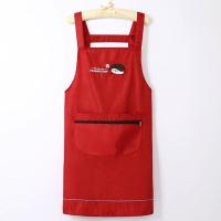 日系背带围裙时尚可爱工作服新款中国风复古旗袍家用厨房防水防油 日系背带拉链寿司红色