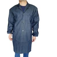 牛仔劳动布反穿衣 工厂耐磨成人长袖围裙防污劳保护衣工作服罩衣 正穿(扣子款)