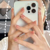 假指甲贴片美甲成品孕妇超薄自然法式渐变裸粉色春夏穿戴式可拆卸 渐变豆沙粉金边闪粉 即赠佩戴全套工具包