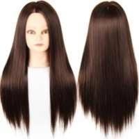 小苏妞假发头模练习盘发假人头化妆公仔头编发模型头美发模特头 有妆-深棕 默认